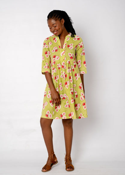Lee-Ann pleated dress Short, Green Fig
