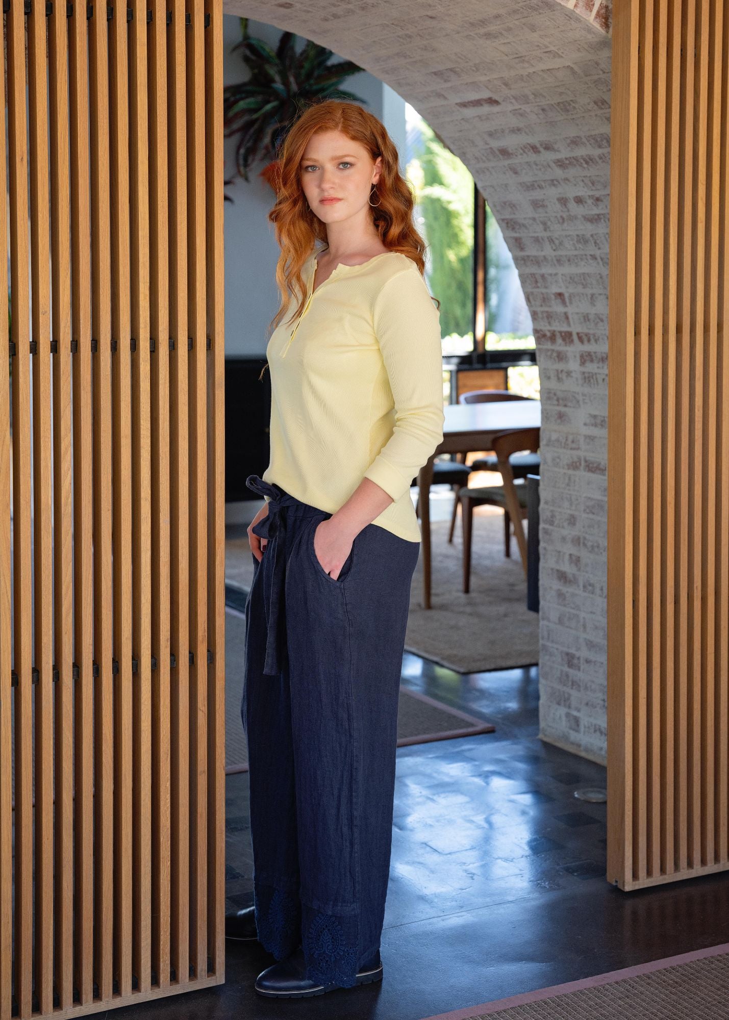 Nonno Ribbed Top in Lemon