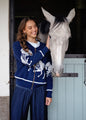Knitted Bomber Jacket in Navy Gallop