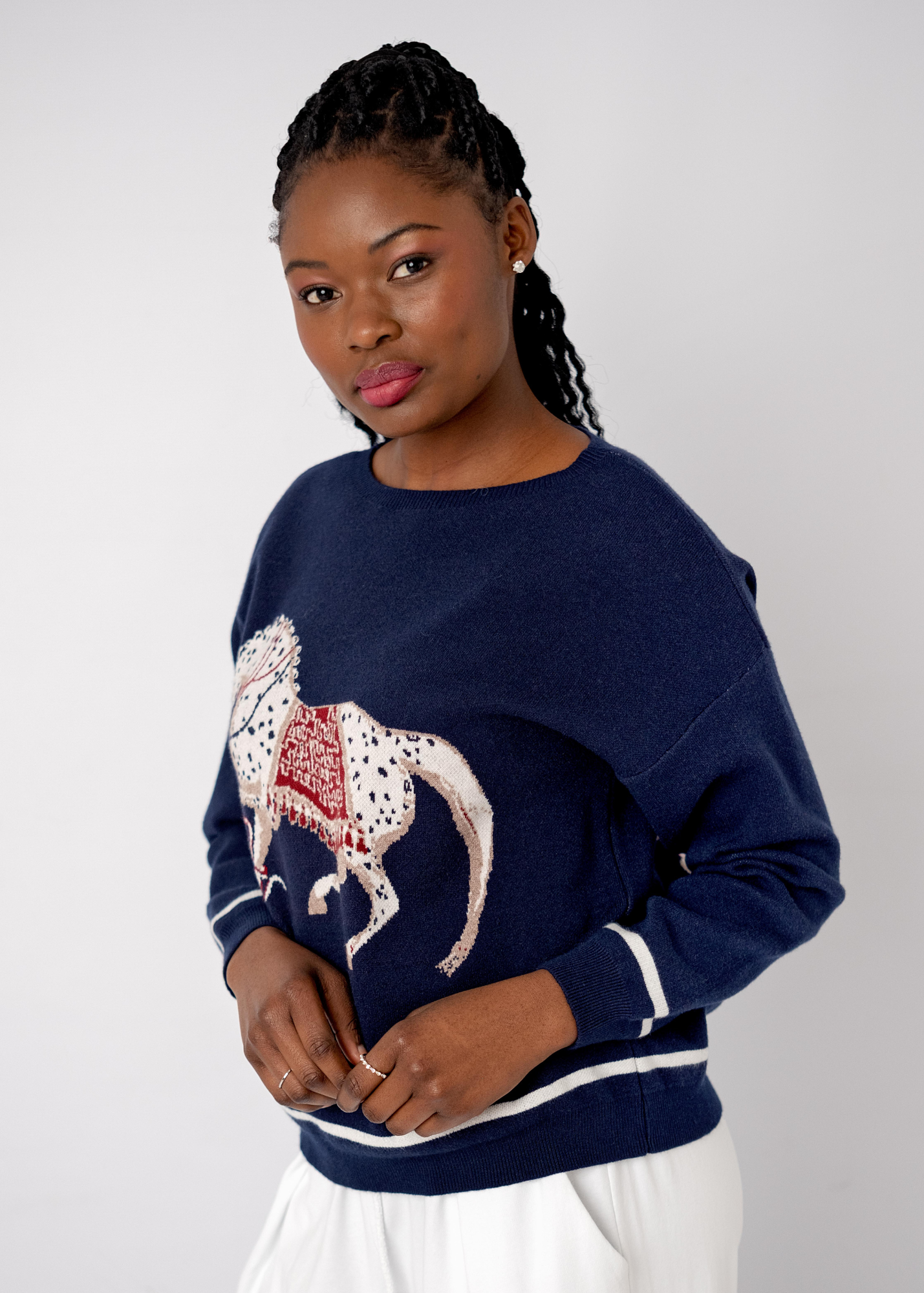 The Navy Gallop Embroidered Knit Sweater