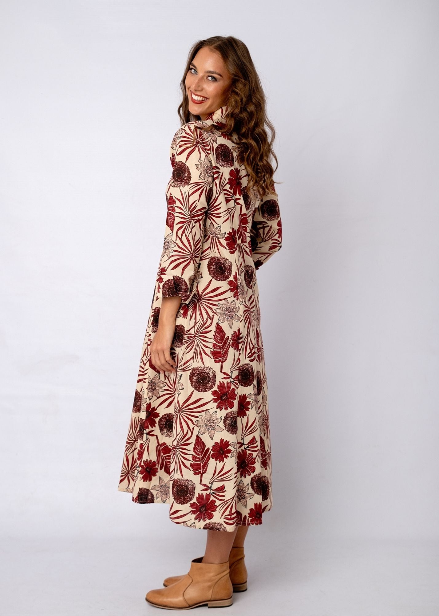 Marigold dress Bordeaux Bloom