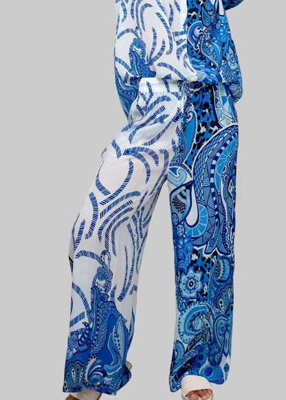 Fusion Pants Suit, Blue and White
