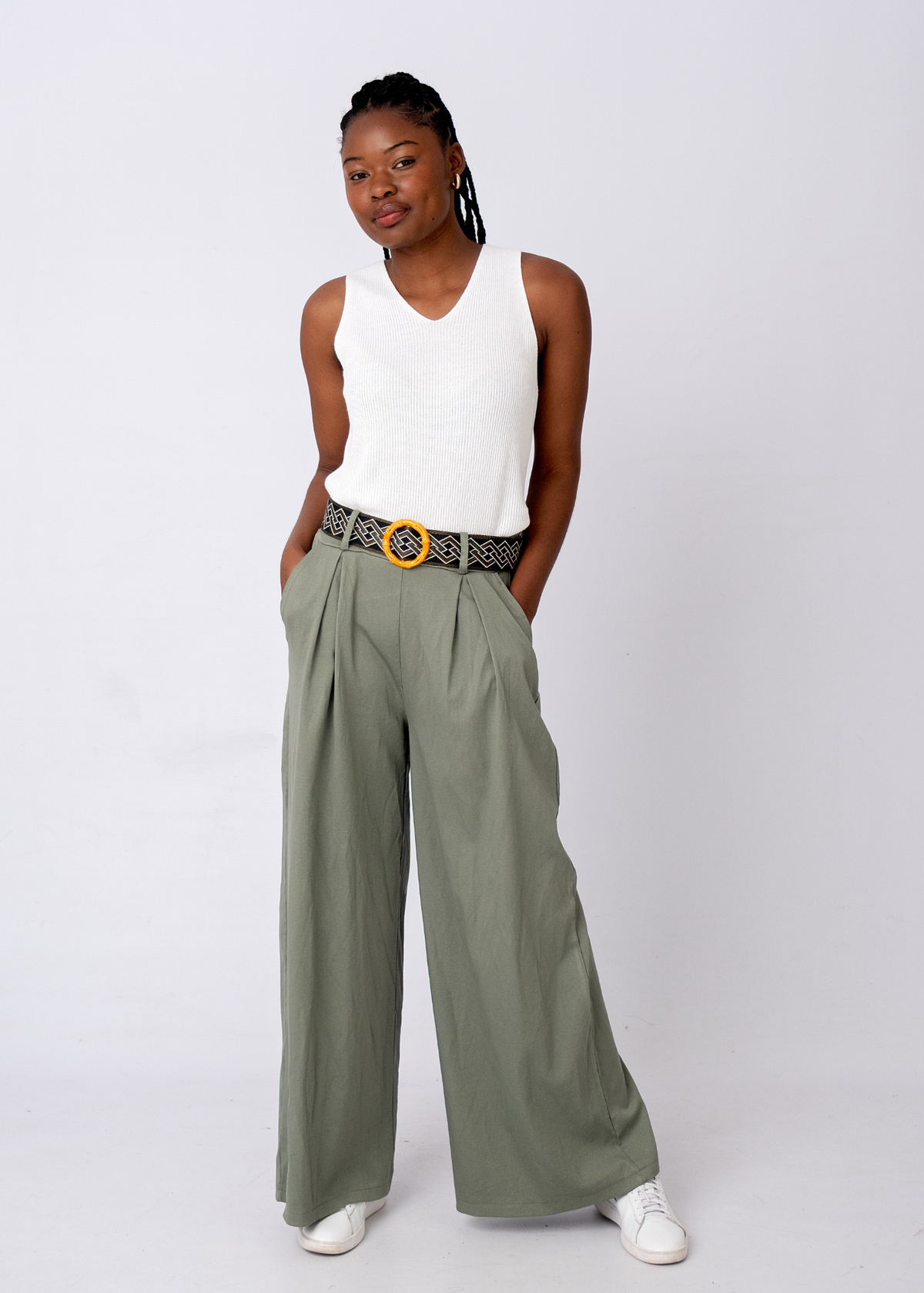 Venetian Wide Leg Pants in Olive