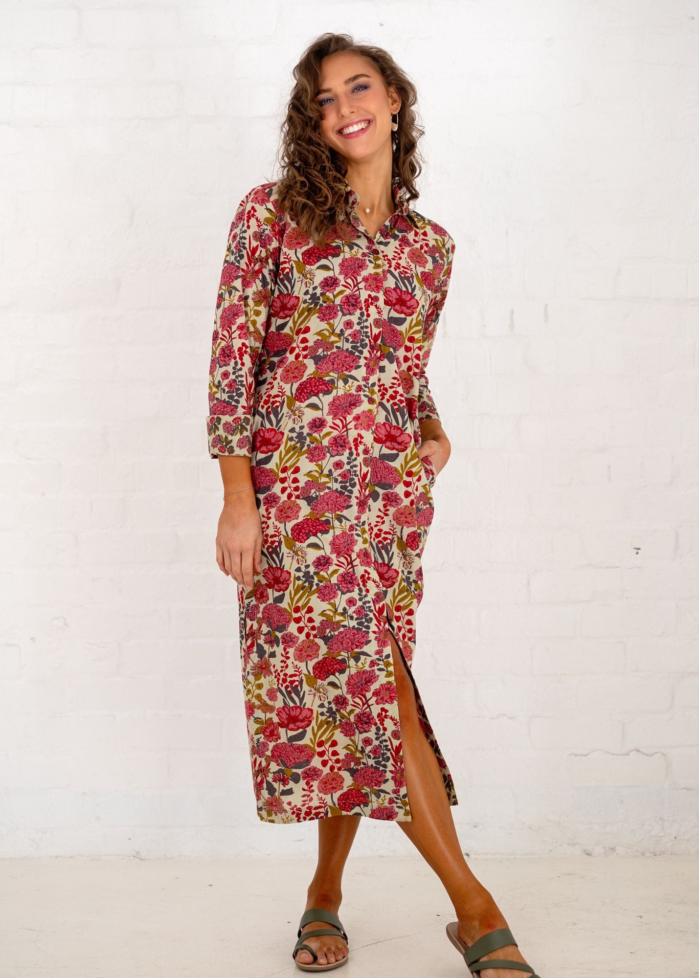 Emma dress in Dark Pink Floral