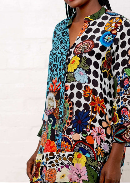 Symphony Dress in Burst of Colour Explosion - Biue