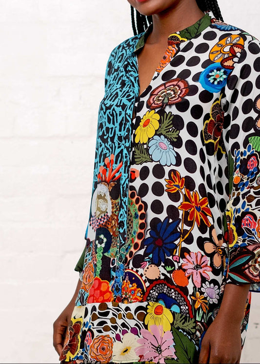 Symphony Dress in Burst of Colour Explosion - Biue