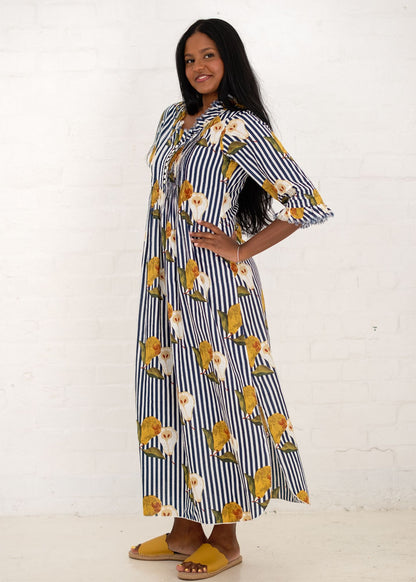 Sarah Dress with Frill in Candy Blue Pears