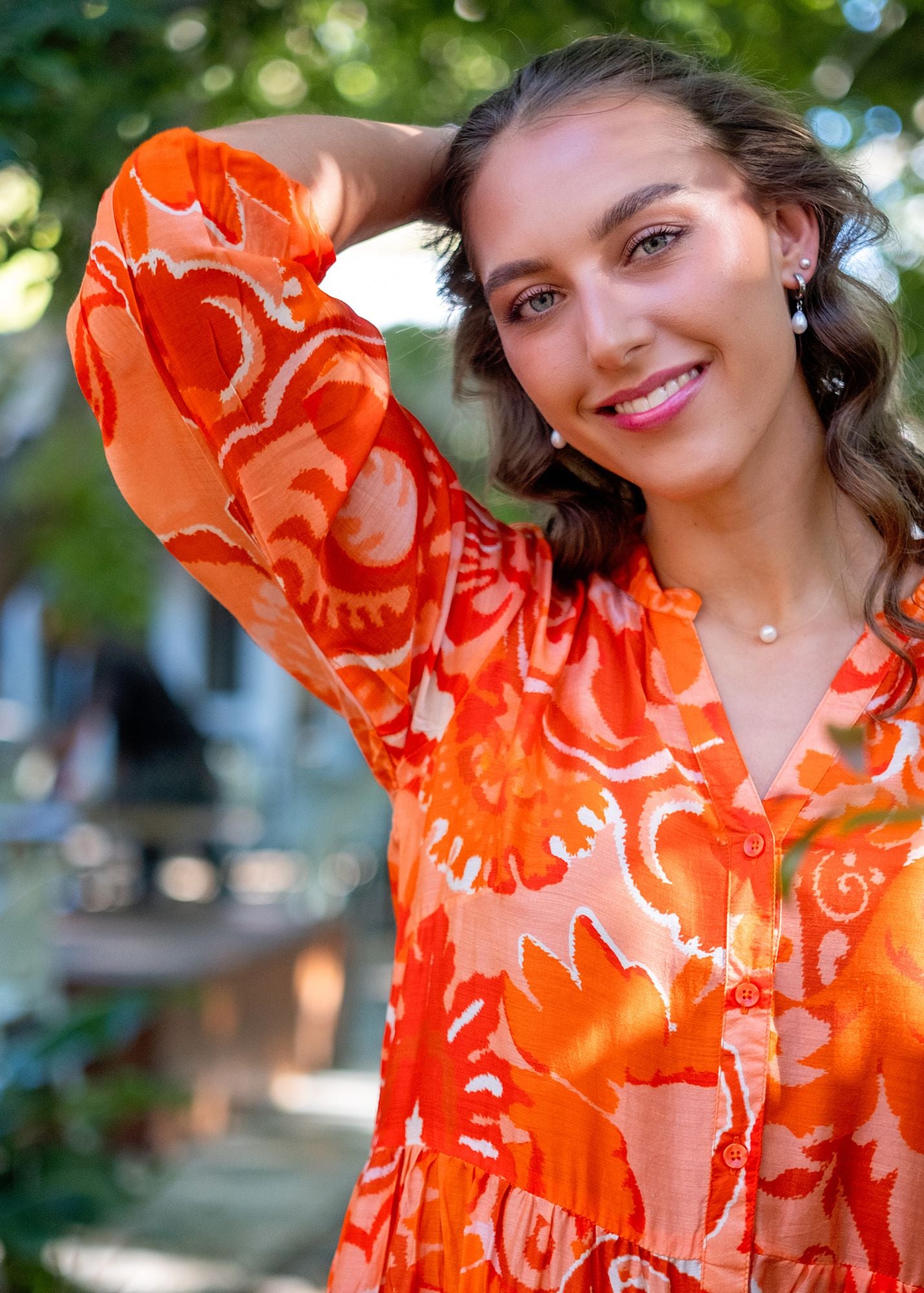 Sophie Frill Dress in Apricotness