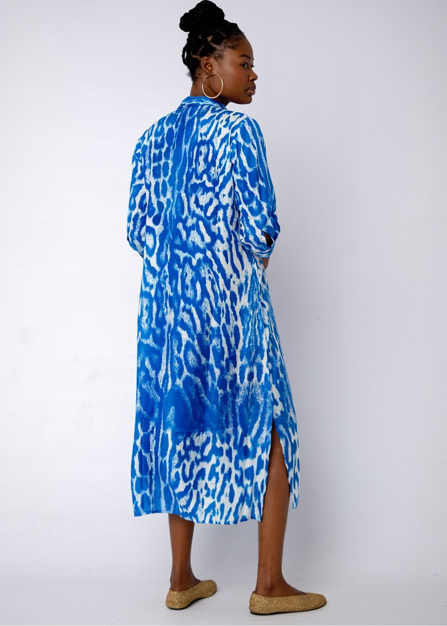 Lindi Dress in Blue Animal Print