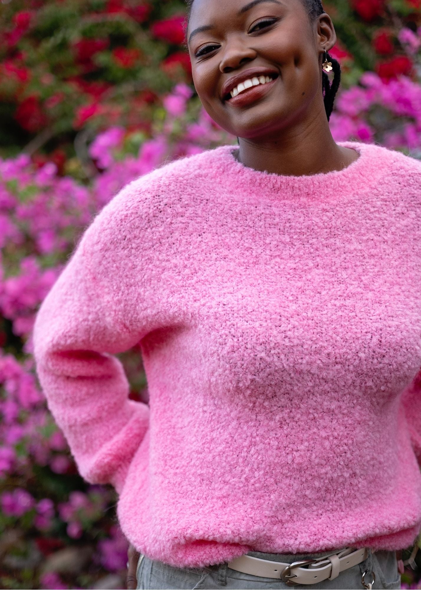Chunky Round Neck Knit in Pink