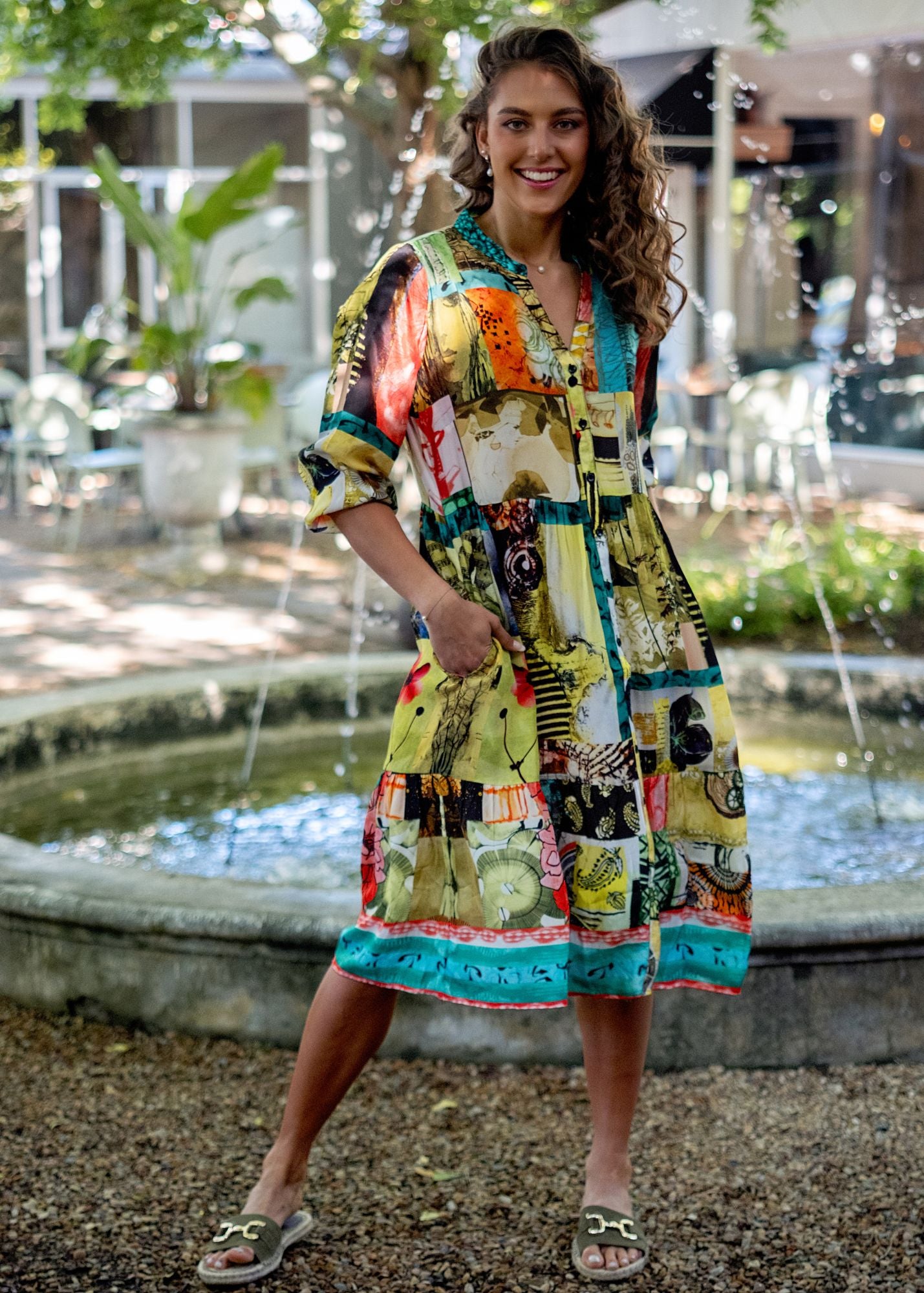 Sophie Frill Dress in Summer Patchwork