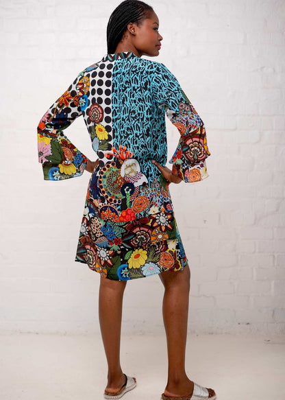 Symphony Dress in Burst of Colour Explosion - Biue