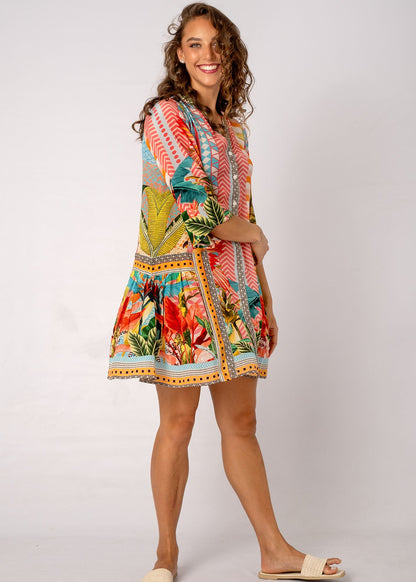 Amalfi Dress in Pastel Palms