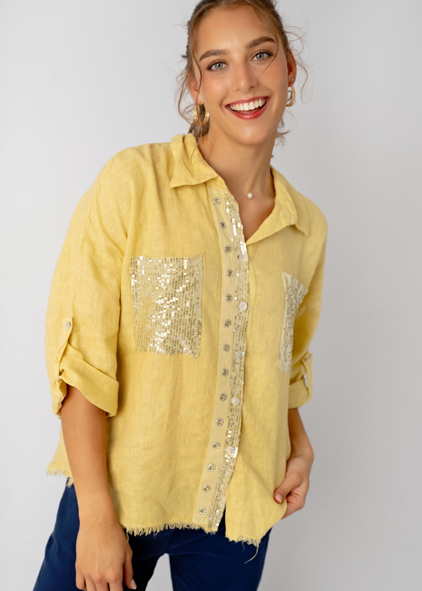The Bling Blouse in Butter Yellow