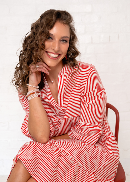 Loretta, Red and White Pinstripe