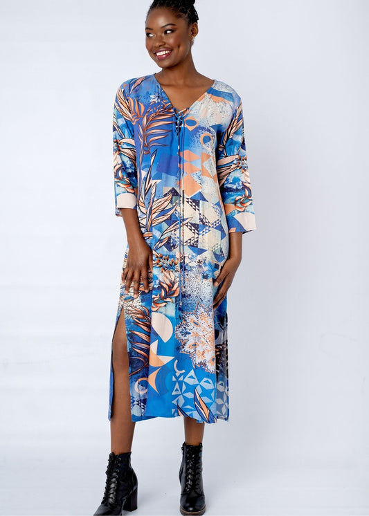 Angelica Dress With Straight Sleeve in Spice Route