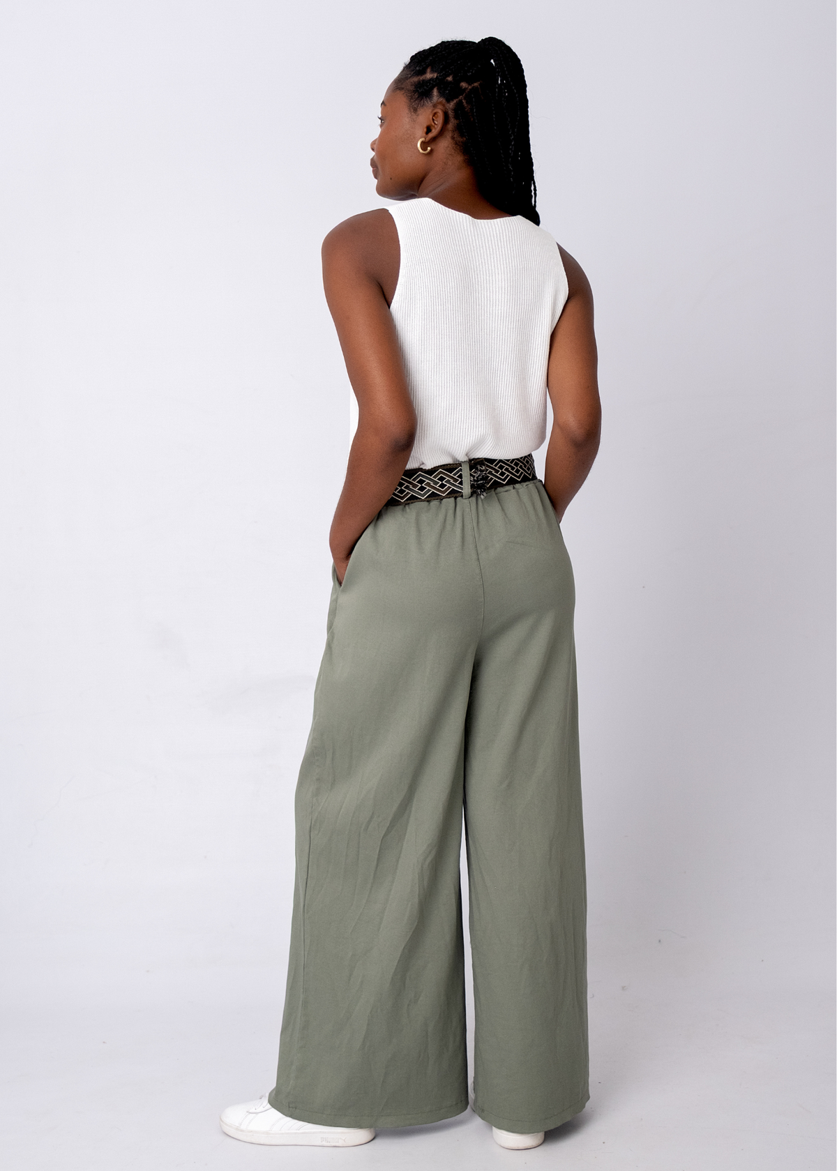 Venetian Wide Leg Pants in Olive