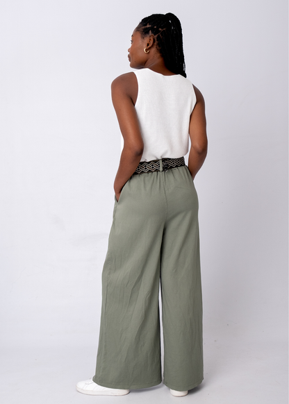 Venetian Wide Leg Pants in Olive