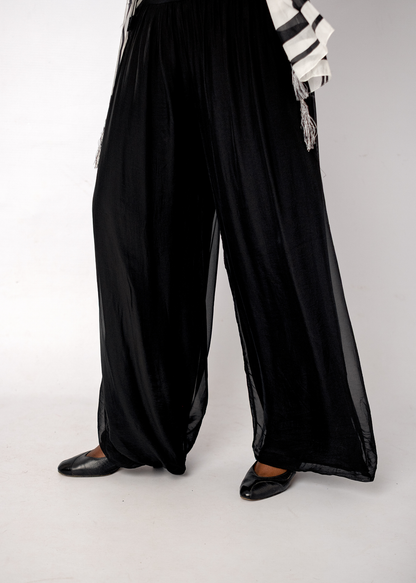Sophia 100% Silk Flow Pants in Black