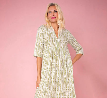 Lee-Ann pleated dress Short, Lime zest