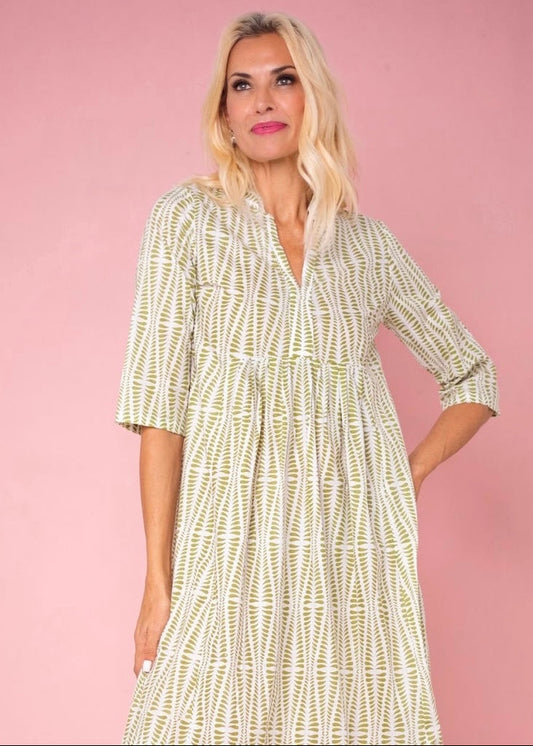 Lee-Ann pleated dress Short, Lime zest