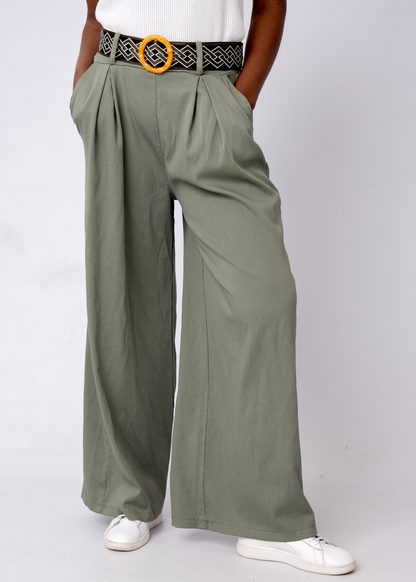 Venetian Wide Leg Pants in Olive