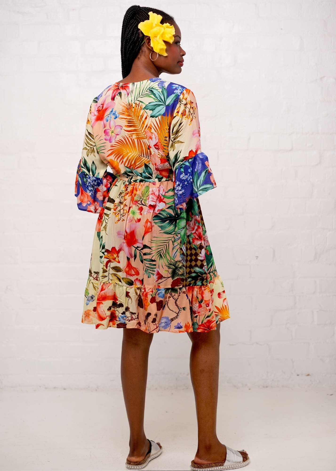 Giselle Dress in Peach Hibiscus
