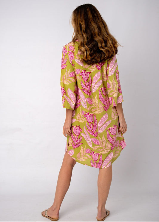 Grace Shirt Dress in Olive Quartz