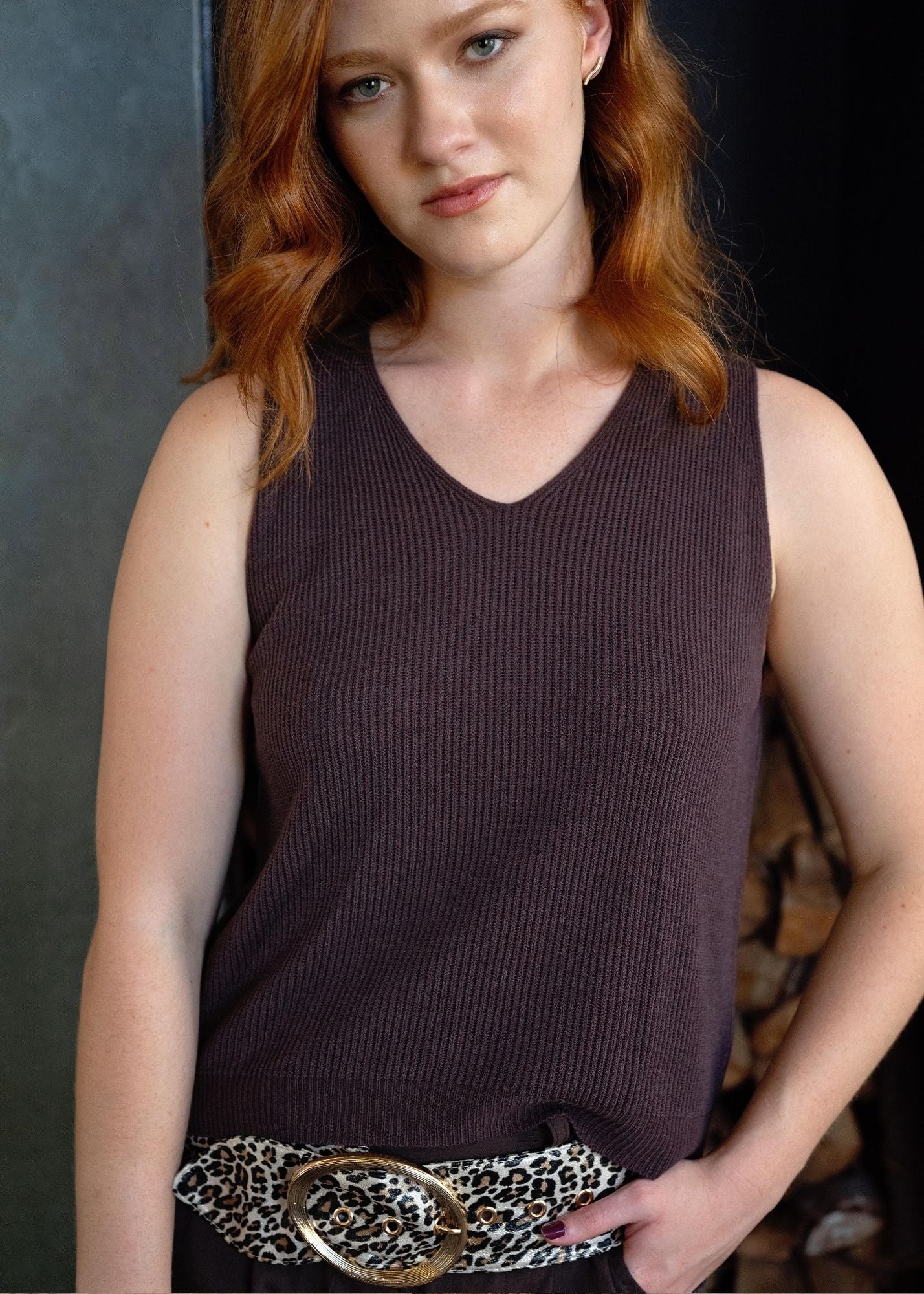 Bella Rosa Knitted Vest - Chocolate Chip