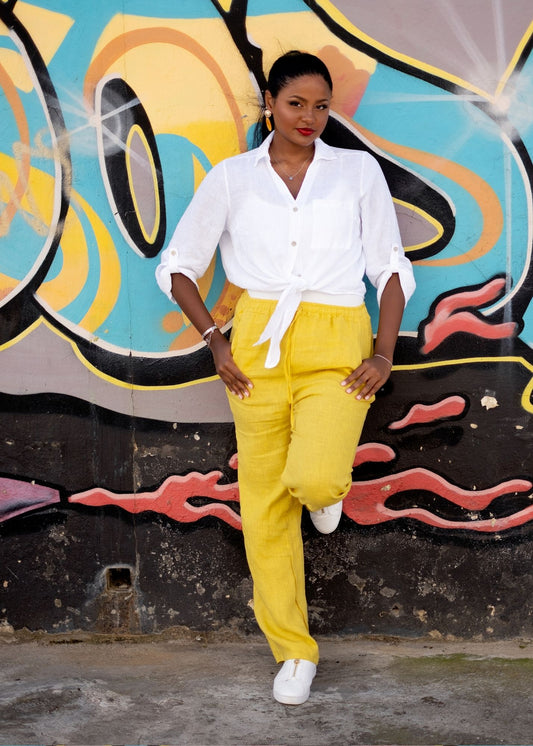 La Vita Linen Pants –Yellow