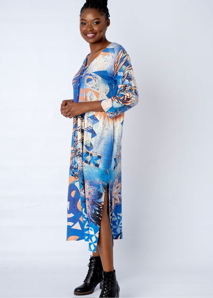 Angelica Dress With Straight Sleeve in Spice Route