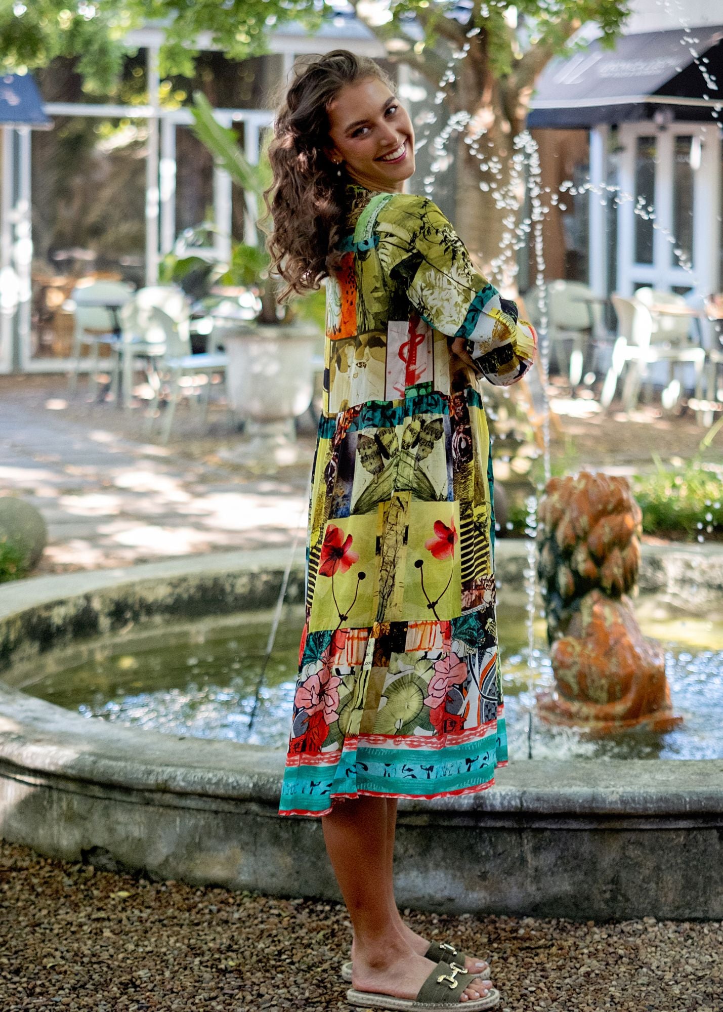 Sophie Frill Dress in Summer Patchwork