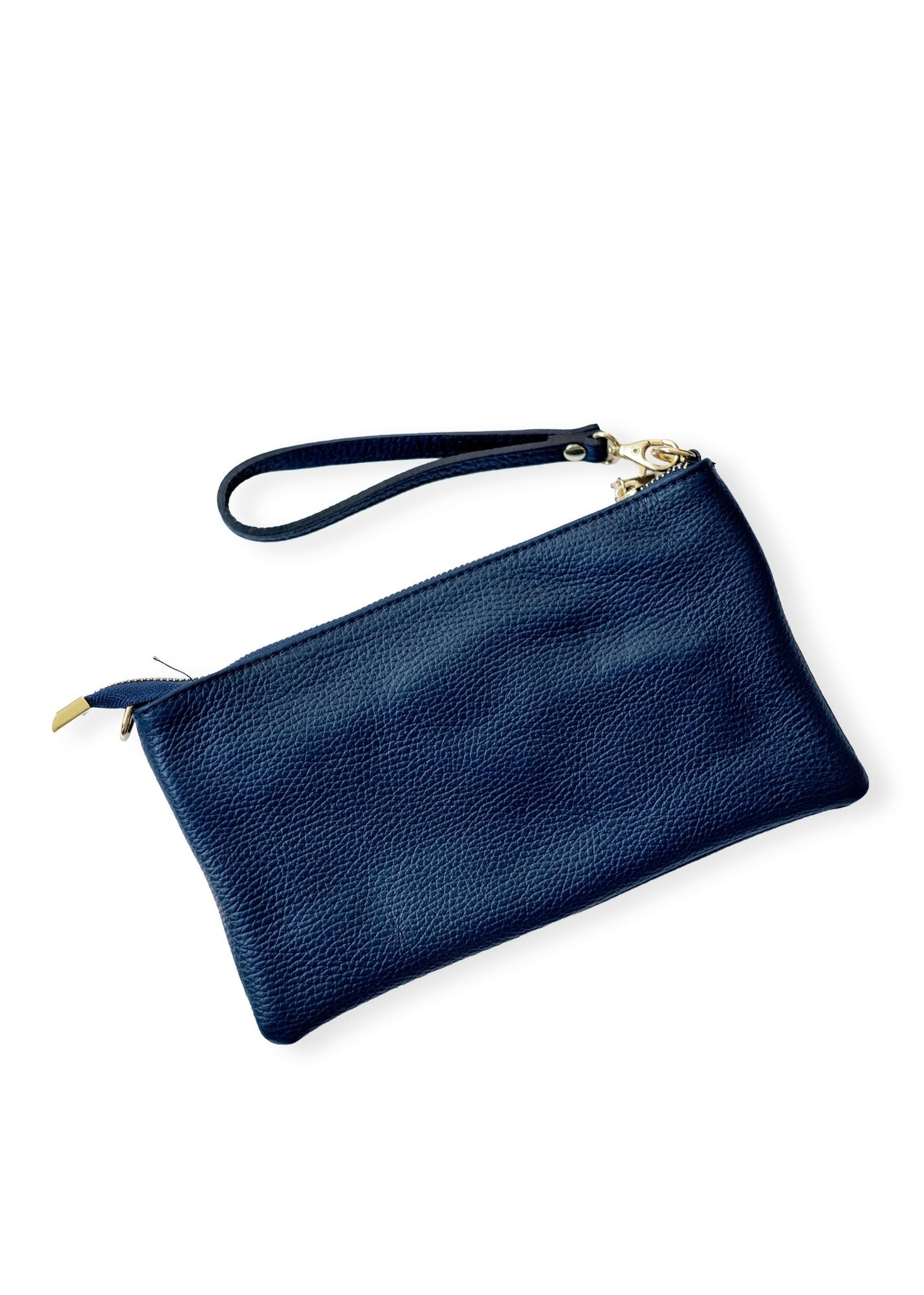Verona Slim Leather Crossbody Clutch – Navy