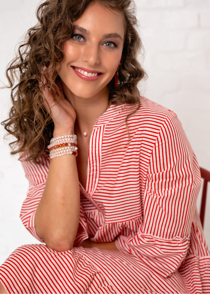 Loretta, Red and White Pinstripe