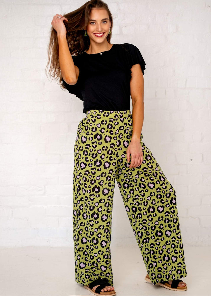 Carol pants, Green and Purple Animal Print Available 6 December 2024