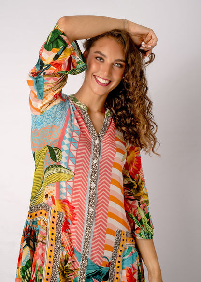 Amalfi Dress in Pastel Palms