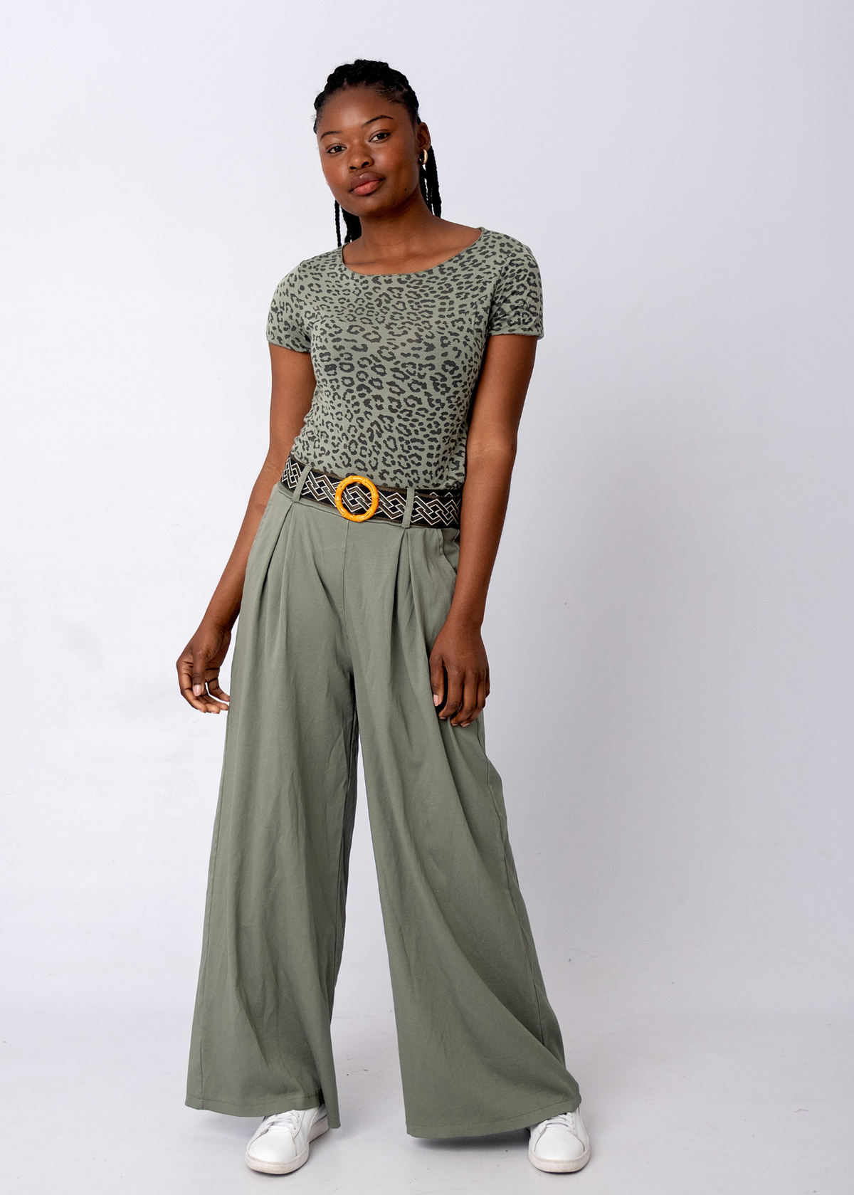 Lola Scoop Neck Shirt in Olive Safari