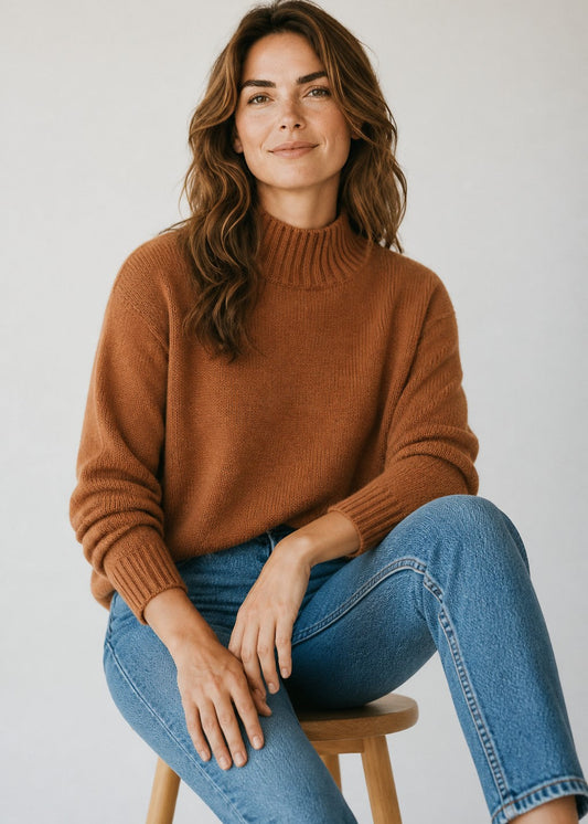 Urban Cozi High Turtleneck Collar in Rusty Brown