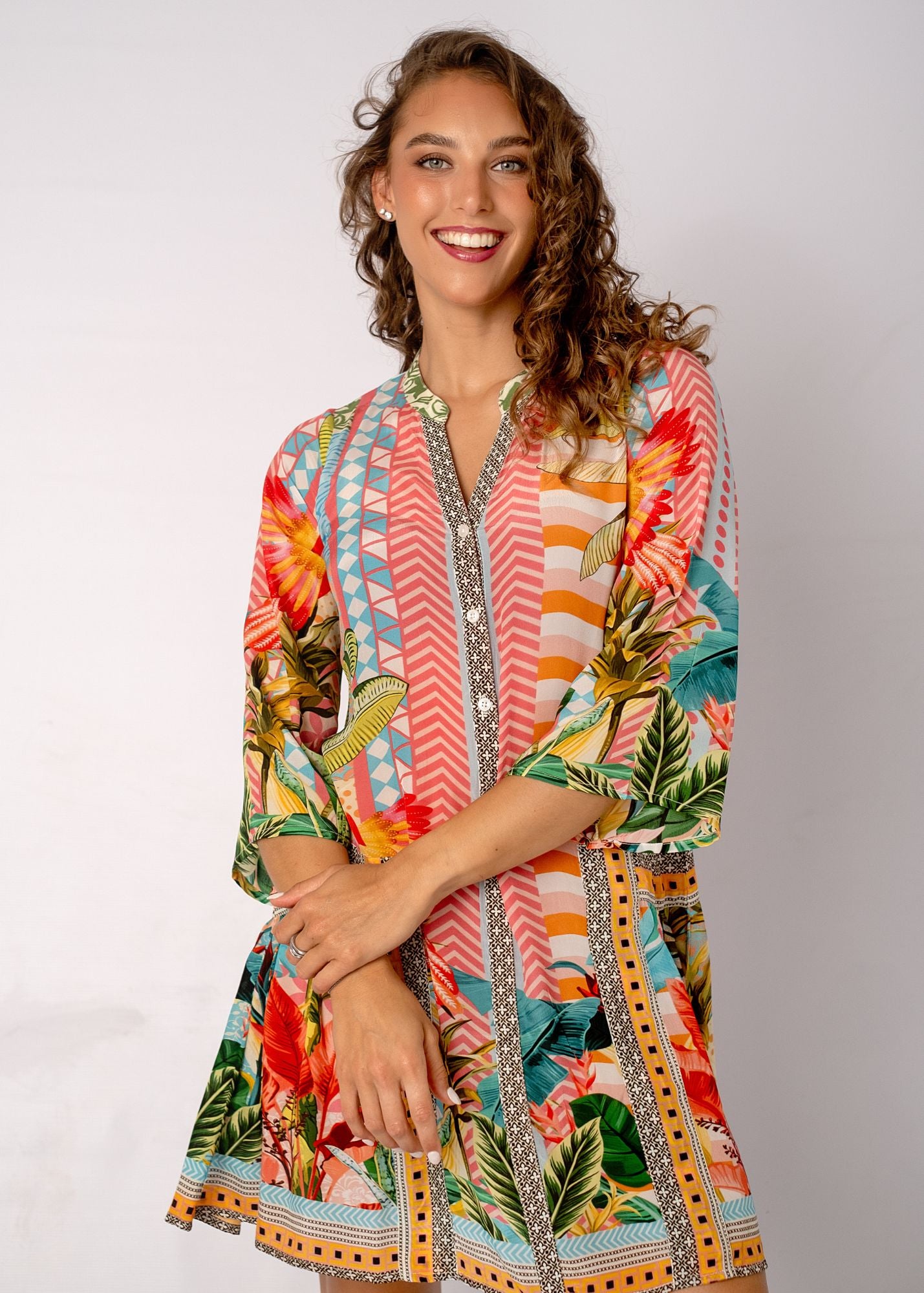 Amalfi Dress in Pastel Palms