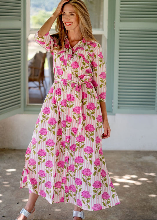 Betty Button dress in Wild Carnation