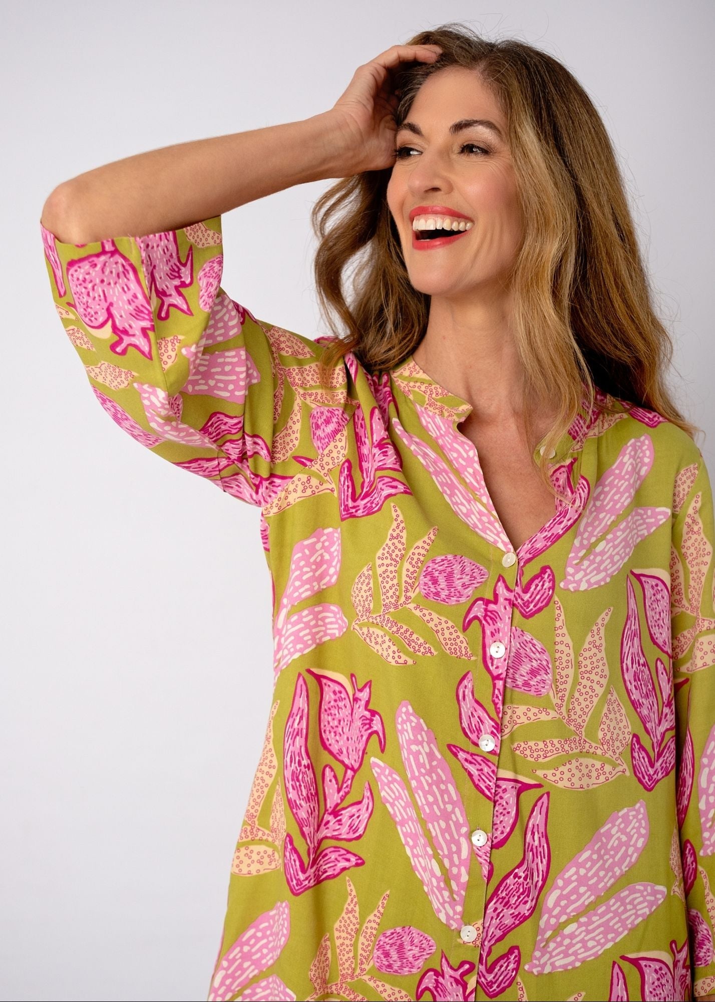 Grace Shirt Dress in Olive Quartz