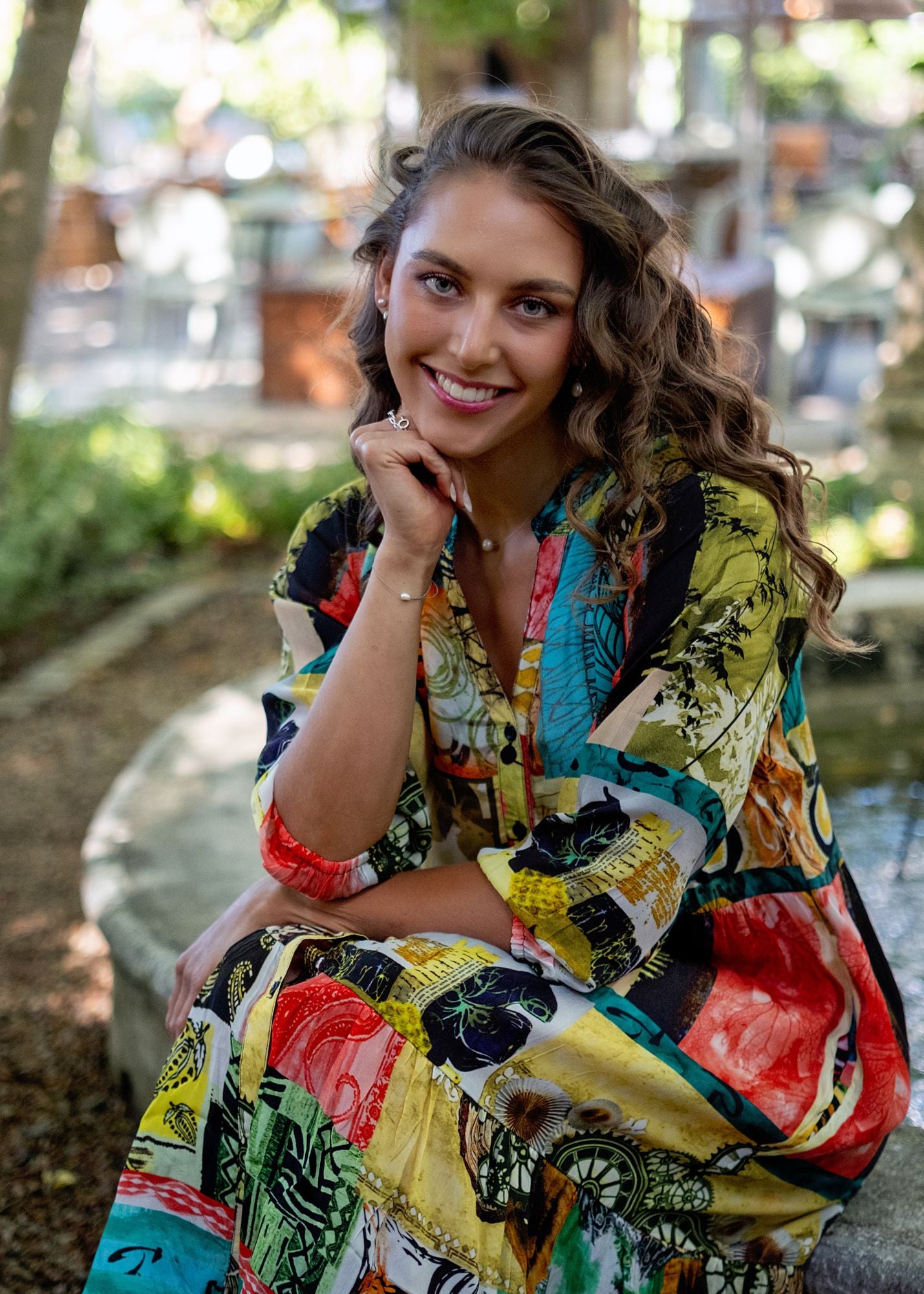 Sophie Frill Dress in Summer Patchwork