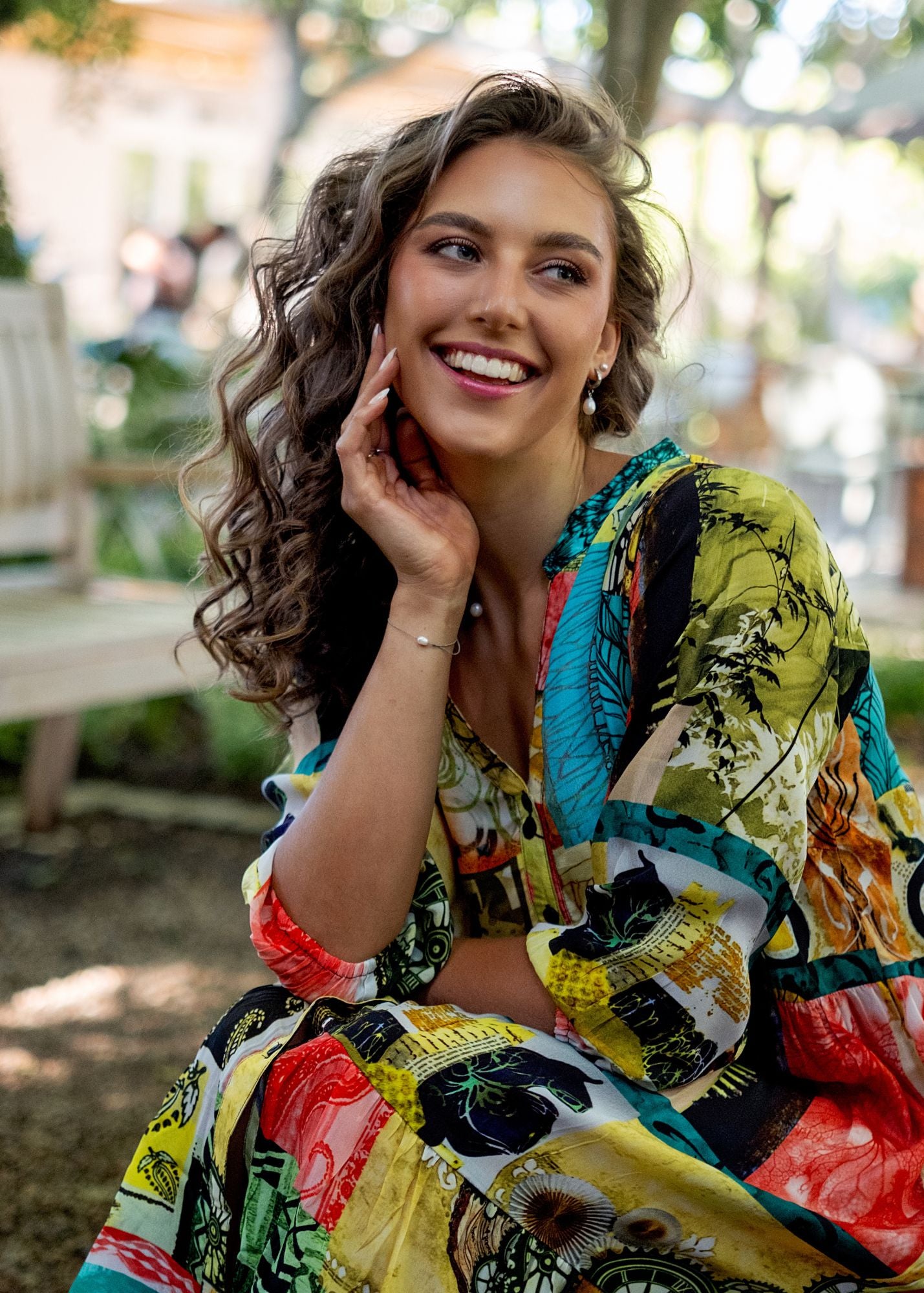 Sophie Frill Dress in Summer Patchwork