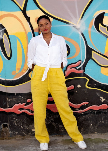 La Vita Linen Pants –Yellow