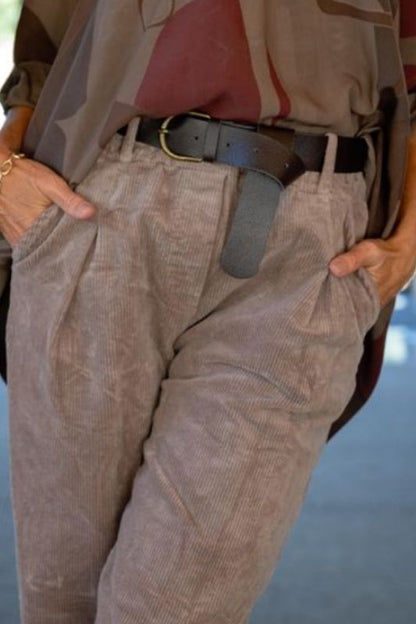 Lucca Corduroy Barrel Pant in Taupe