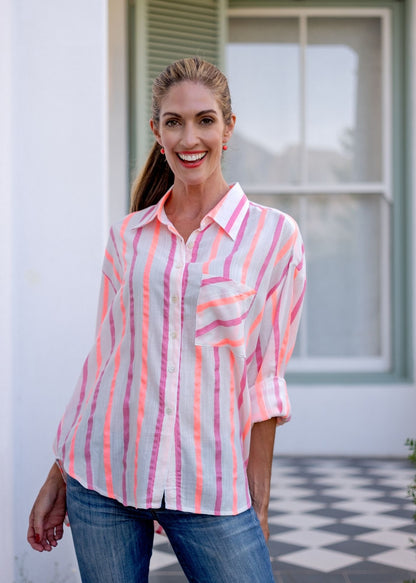 Fleur Shirt in Sweet Stripes