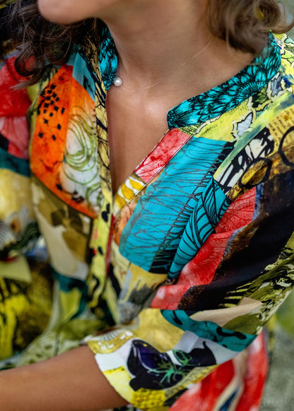 Sophie Frill Dress in Summer Patchwork