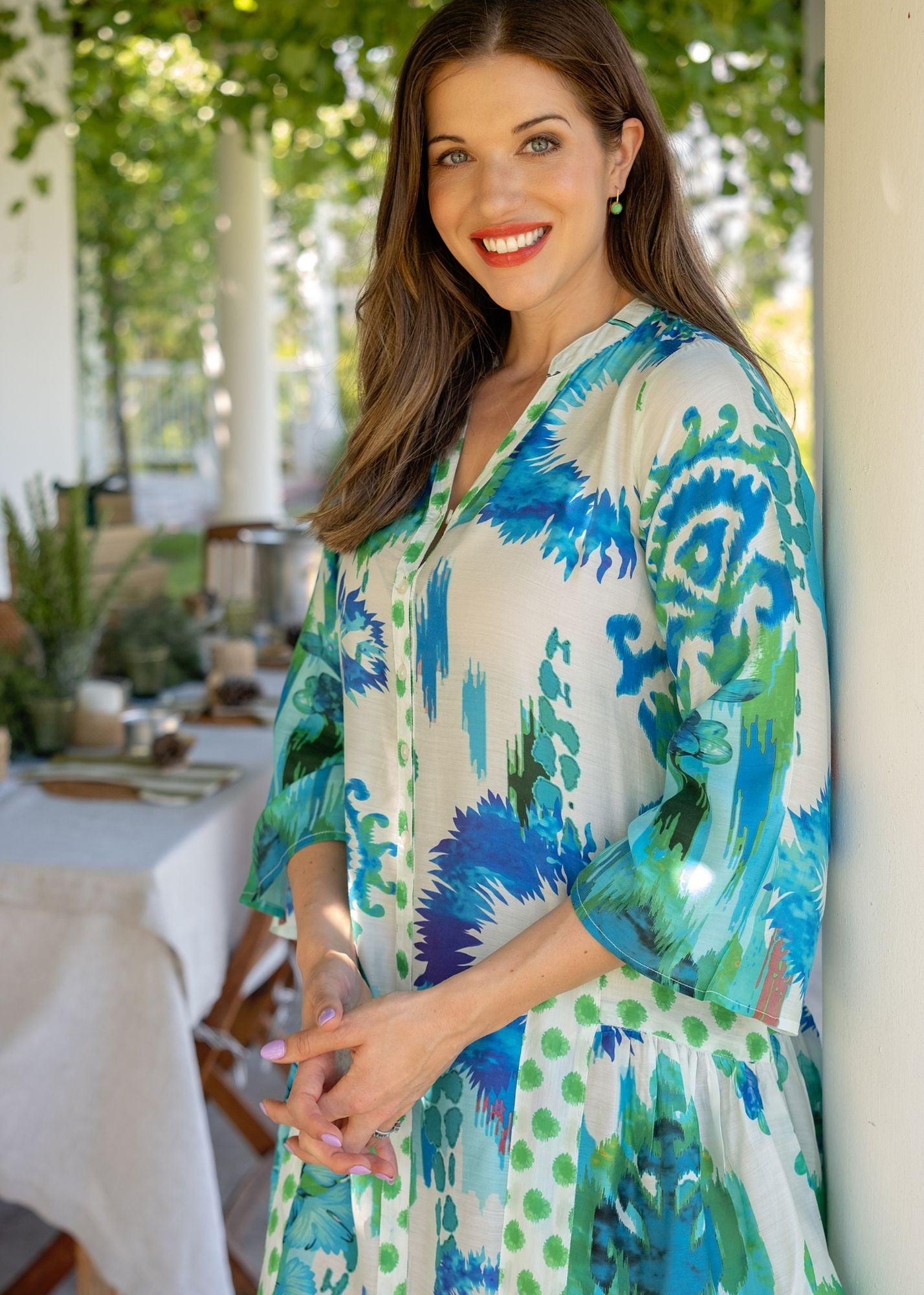 Amalfi Dress in Blue and Green