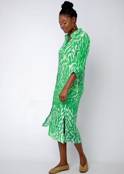 Lindi Dress in Lime Animal Print