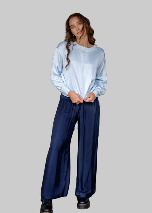 Lila Crew Top Long  Sleeve in Sky Blue